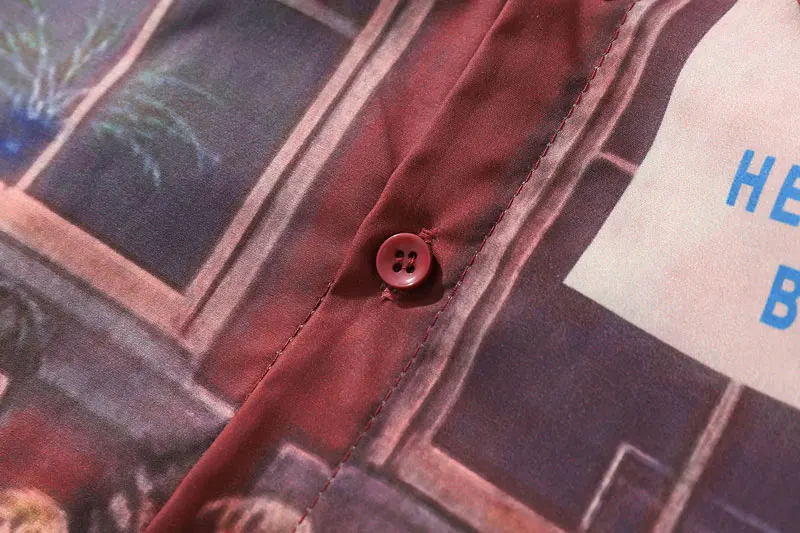 Vintage Painting Print Dress Shirts 7