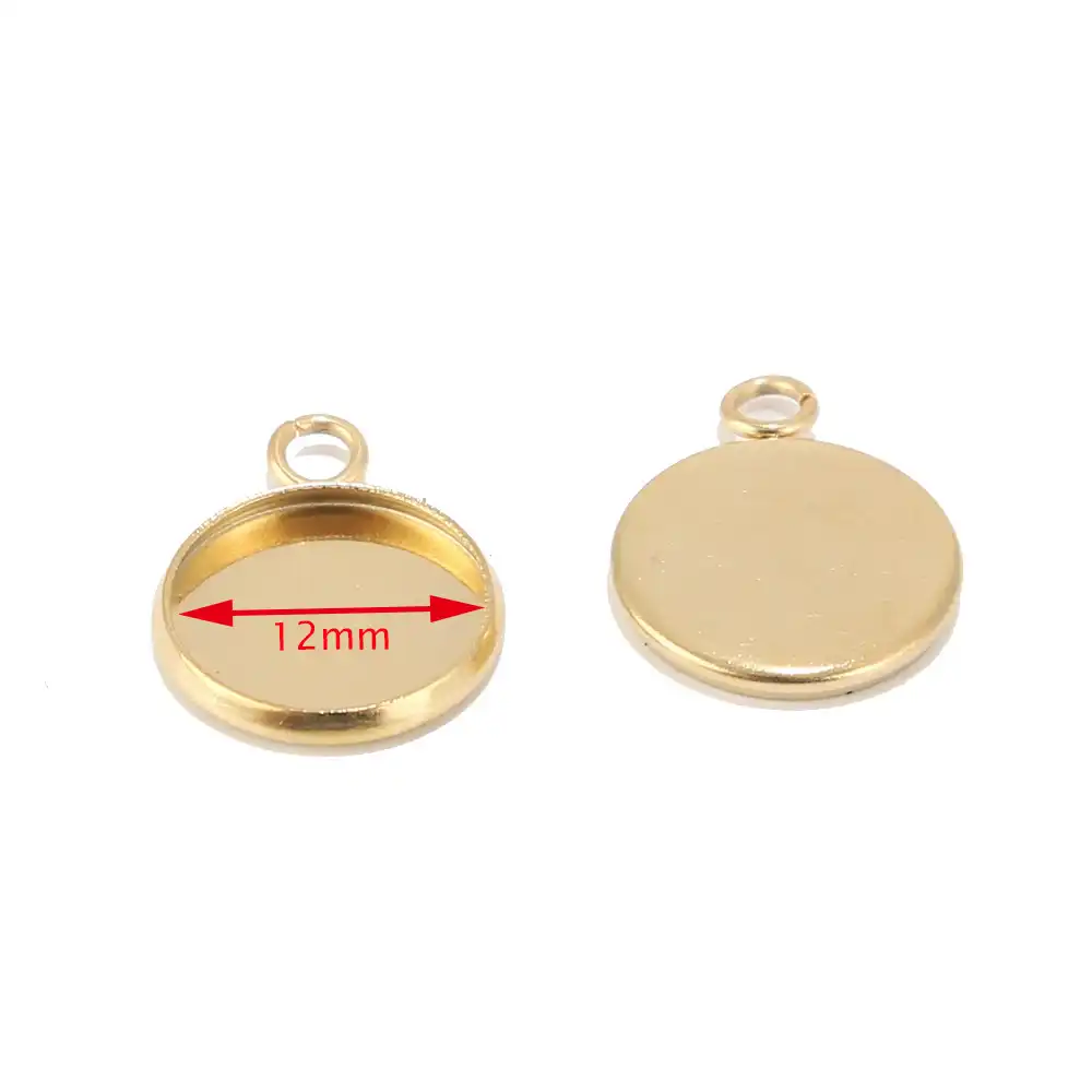 Round Cabochon Pendant Base trays 50pcs brass 12mm Crown bezel Pendant Blanks Bronze Cameo Settings