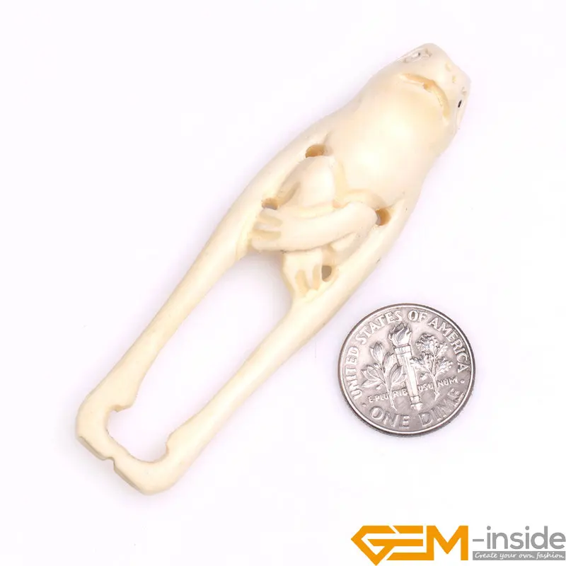 

19x64mm Large Big Animal Long Arm Frog Carved Bone Beads for Jewelry Making 1 PCS For Gift
