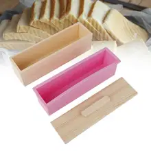Heißer Verkauf 900ml/1200ml Silikon Seife Form mit Deckel Rechteck Seife Form Holz Seife Mould Box Seife form DIY Machen Werkzeug
