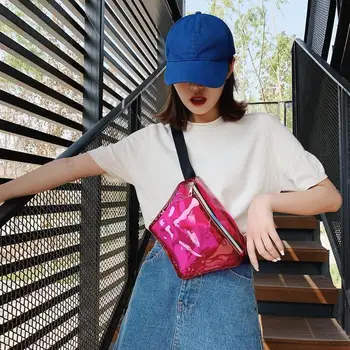 

Fashion Fanny Pack Transparent Waist Belt Hip Bag Female Women PVC Chest Bag Cute Jelly Zipper Pouch Large Clear Waist Lady Bags