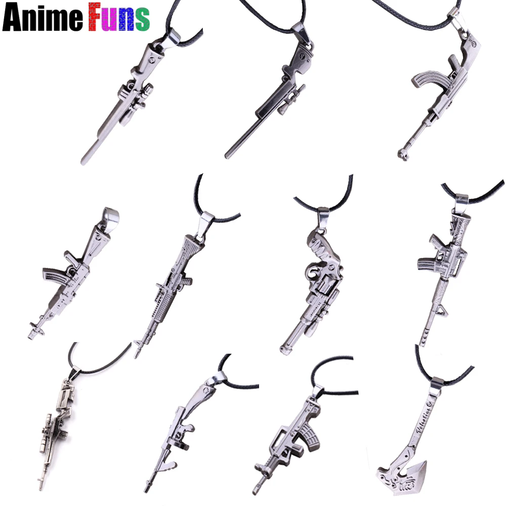 

19 types Game Cross Fire CSGO AK47 Weapon Gun Necklaces Counter Strike AMW Sniper Model Mini Bomb Grenade Rose hand Axe Pendant