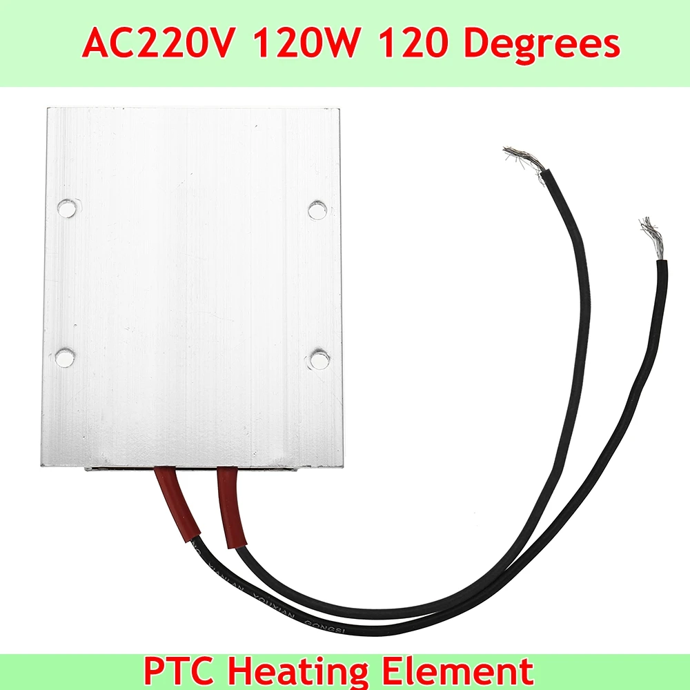 

AC 220V 120W 120 Degrees PTC Heating Element Constant Temperature Ceramic Aluminum Heater PTC Heater with Shell 77*62mm