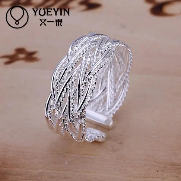 

Hollow design Wholesale silver plated wedding rings for women engagement Bridal jewelry Cheap Super Offer Rhinestone