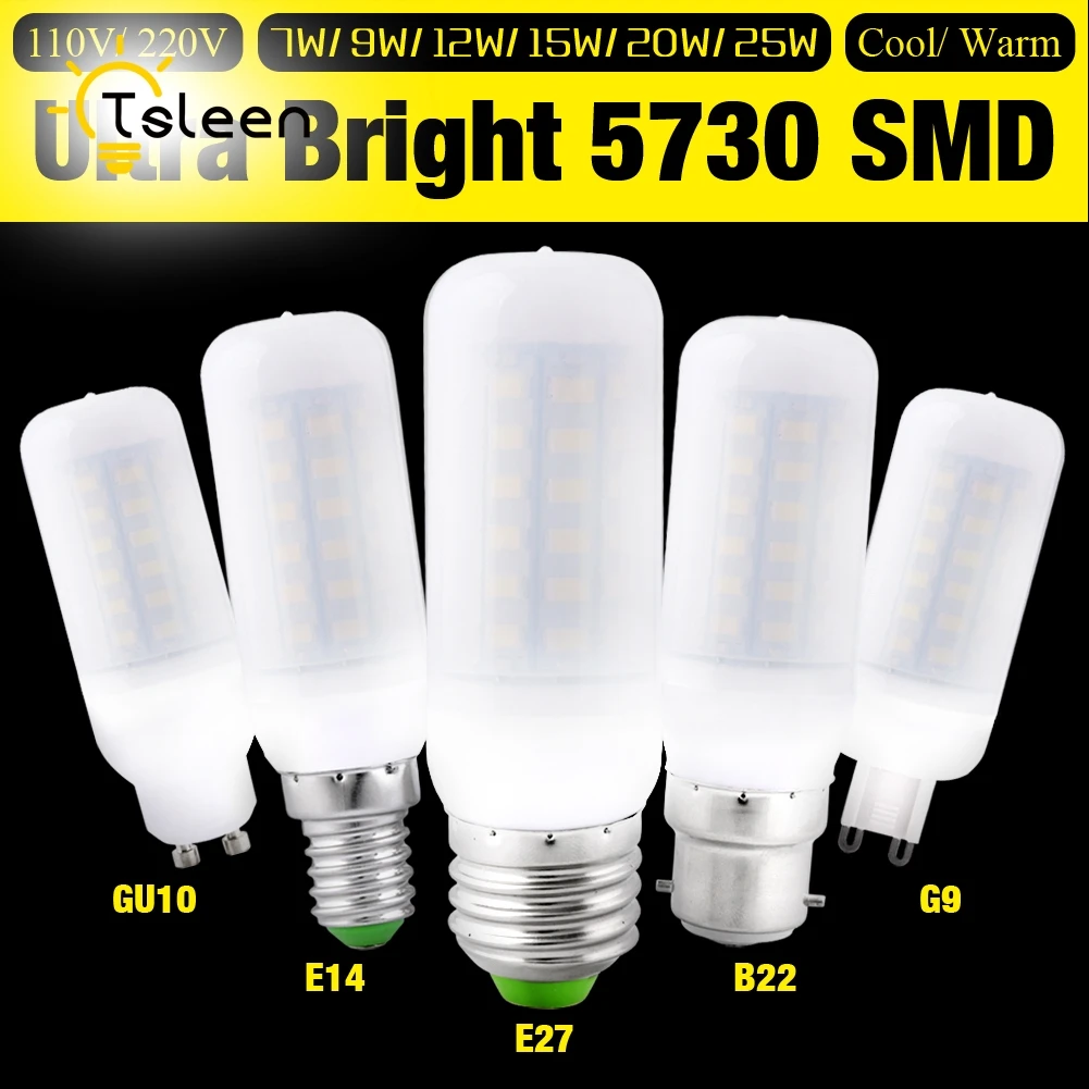Kopen 110 V E27 LED Lamp 220 V LED Corn Bulb E14 B22 G9 GU10 5730 Lampada LED Lamp Licht Lamp Ma iuml;s Kroonluchter Kaars Ampul Bombillas