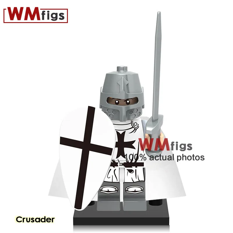 

Single Crusader Legoings Military Soldier Warrior Medieval Castle Knights Roman Brick Building Blocks Gifts Toys for Children