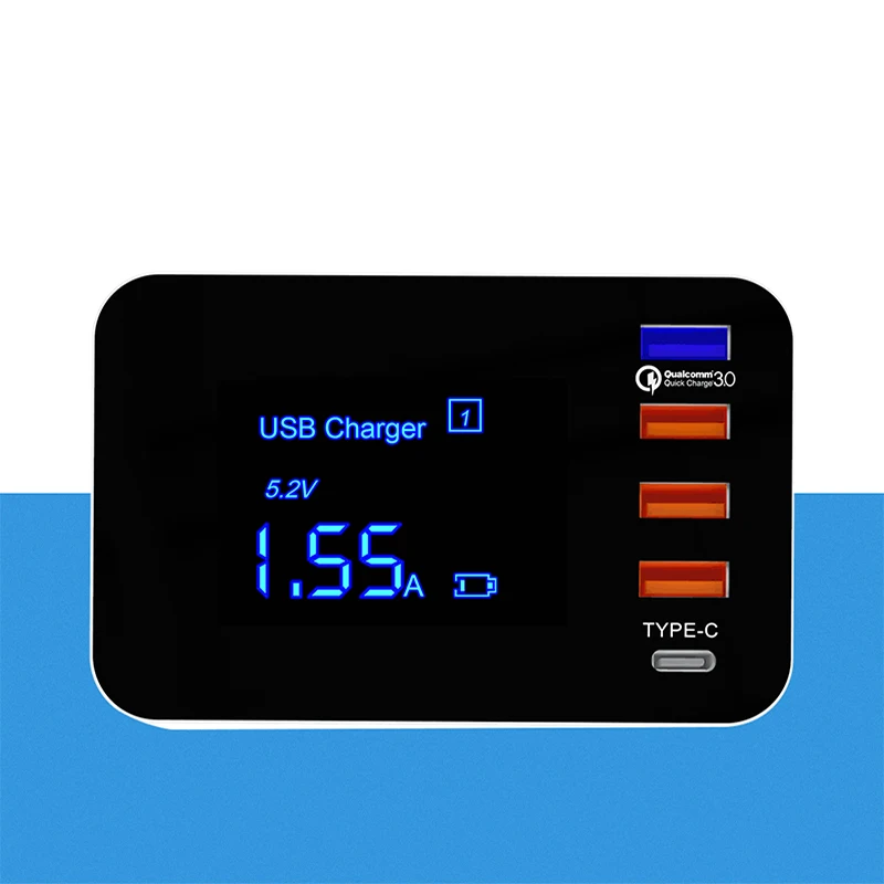 Thbelieve QC3.0 Multi Chargers EU US UK USB Type-C Mobile Phone Charge 4 USB HUB Multiple Charger Station Wall Desktop Adapter (8)