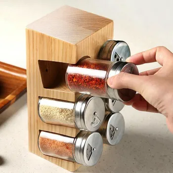 

Kitchen supplies seasoning box seasoning can set home imported wood seasoning bottle jar seasoning box salt can LM5311145