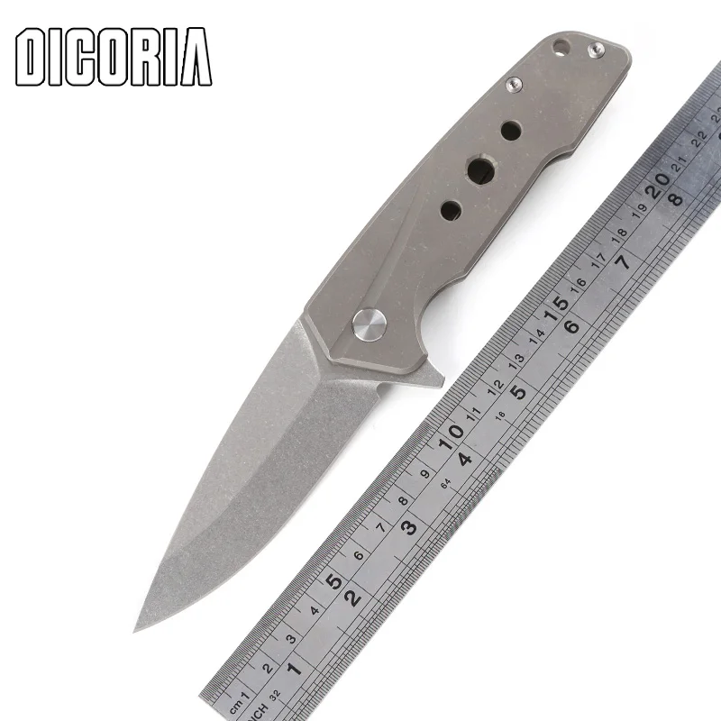 DICORIA рок-н-складной нож для ежедневного использования, Титан ручка S35VN стальное лезвие, флиппер тактический пояс для охоты ножи выживания для кемпинга EDC инструменты