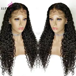 LUFFYHAIR волосы remy Вьющиеся 13X6 синтетические волосы на кружеве парик монголоидные человеческие волосы 250% высокой плотности предварительно