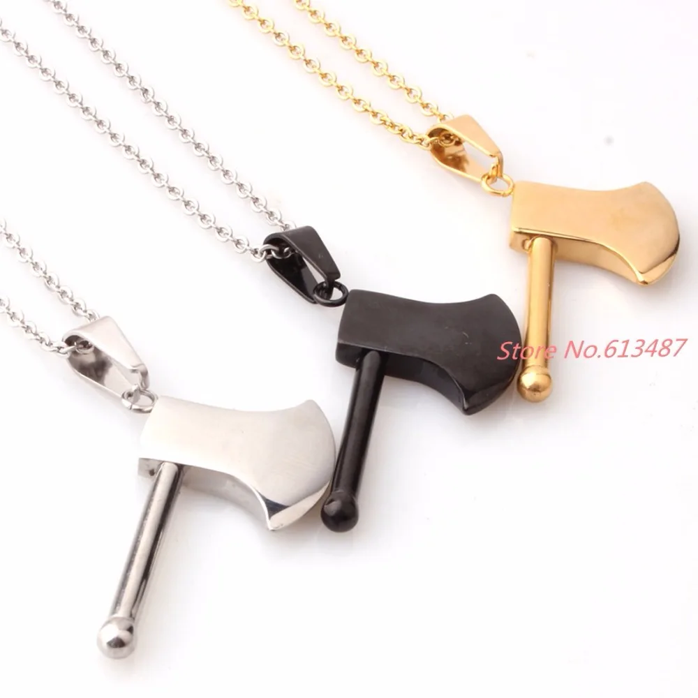 Granny Chic Brand Steel Cool ax necklace stainless steel pendant for Men's Jewelry gothic elf demon ax sweater chain necklaces