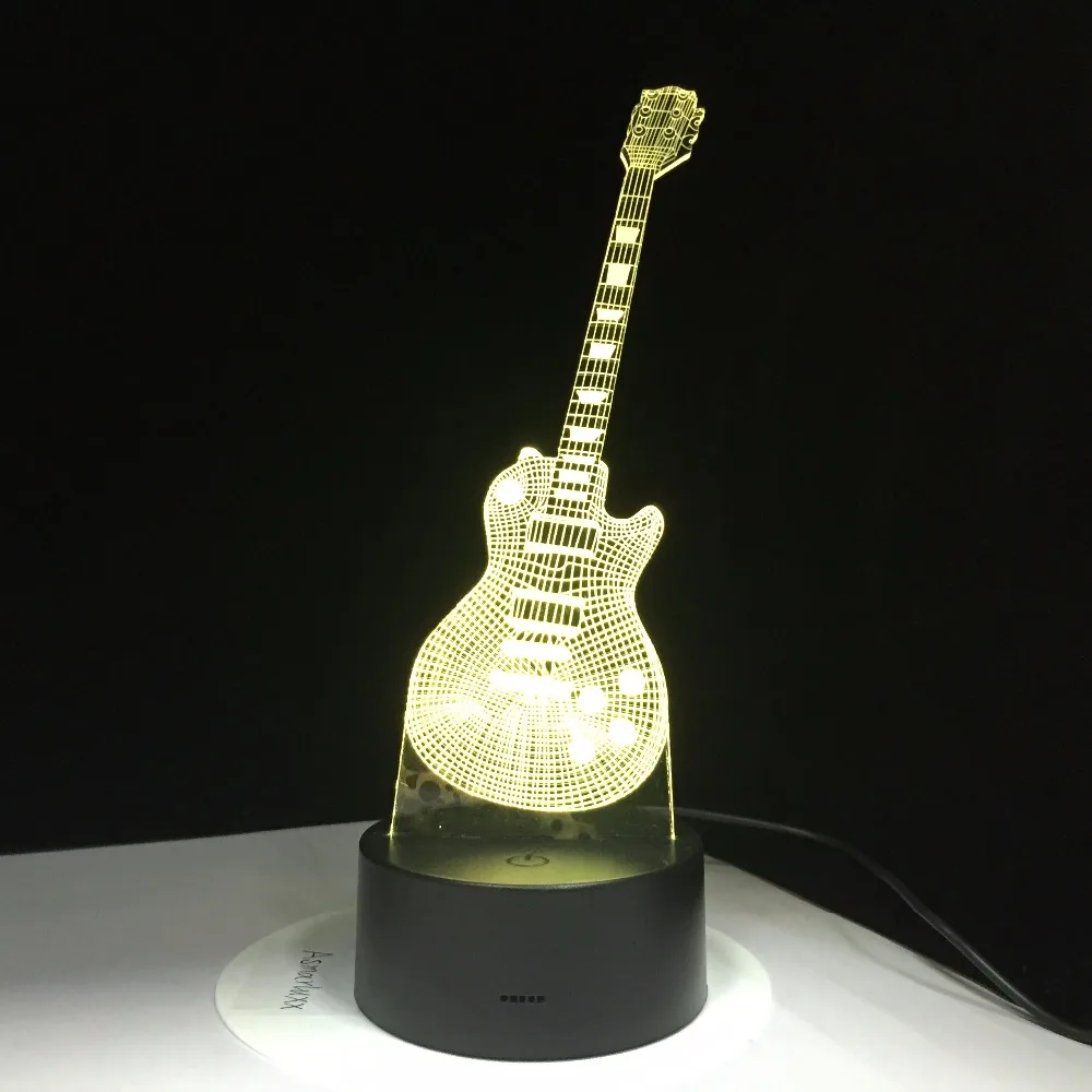 Electric Guitar 3D LED Lamp 7 Colorful USB Table Lamp Baby Sleeping Night Light Music Touch