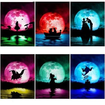 

Cross Stitch Diamond Embroidery"Colorful Moon & Cartoon Character 2"Patterns Full DIY 5D Diamond Painting Rhinestones Mosaic GT