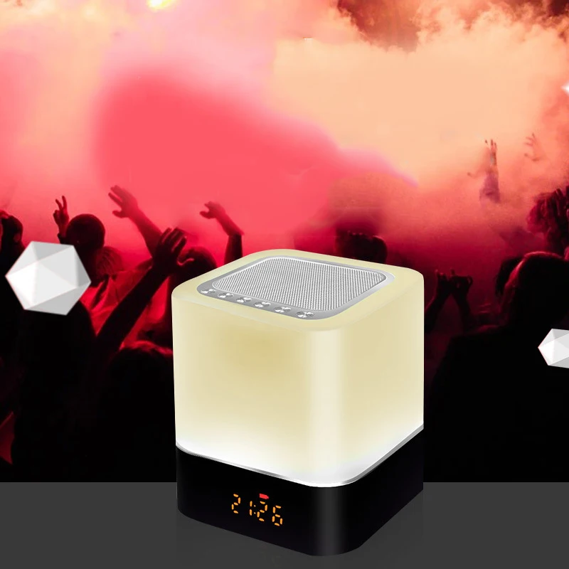 

Night Light Touching Sensor Bluetooth Speaker Color Changing Digital Calendar Alarm Clock Speaker OUJ99
