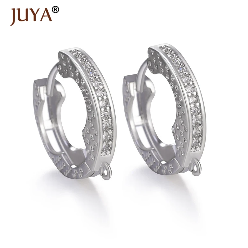 1 pair silver Сделай Сам, фурнитура для сережек, застежки, крючки, фурнитура ручной работы, аксессуары для изготовления ювелирных изделий, роскошный циркониевый крючок, серьги, ювелирные изделия - Цвет: 1 pair silver