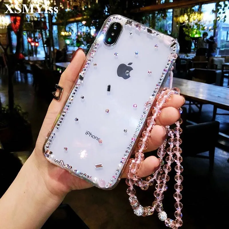 

XSMYiss Luxury Bling Rhinestone Diamond Transparent Soft TPU Case Cover For iphone X 10 Xs Max XR 6 6S 7 8 Plus 5S SE 5C Case