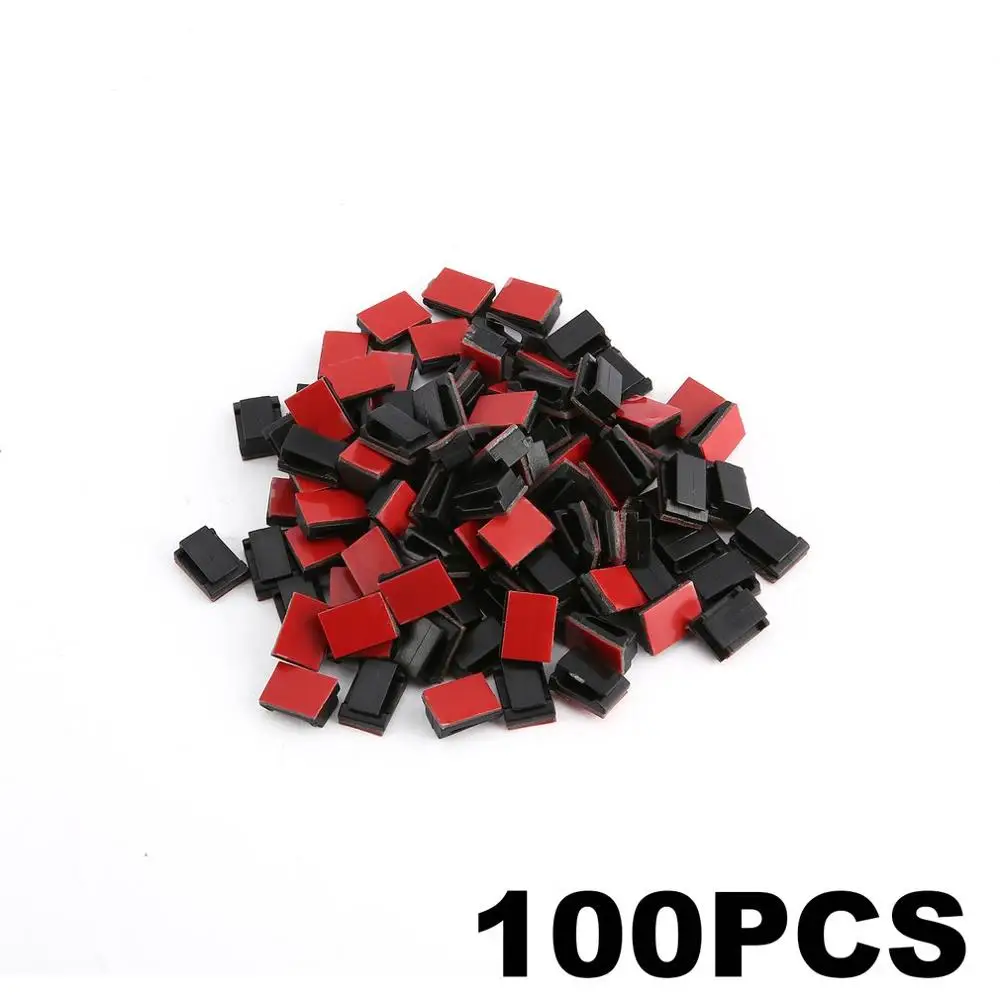 100pcs Fixed Clips Self Adhesive Cable Clips Wire Holder Clamps Car Data Cable Organizer Wire Management Cord Tie Holder