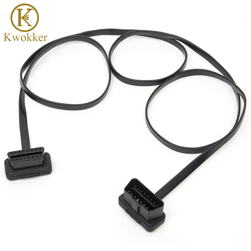30 см/45 см/50 см/60 см/1 м/1 5 м плоский тонкий как лапша OBD2 OBDII 16 Pin ELM327 кабель