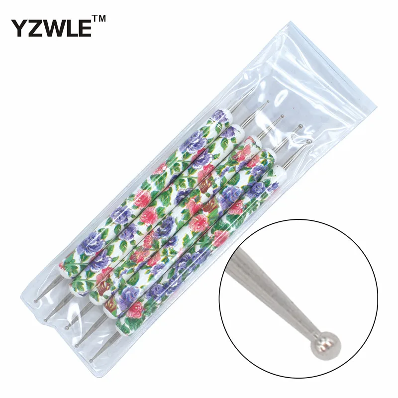 

YZWLE 5Pcs/Pack New Fancy Dotting Pens 2-Ways Nail Design Set Nail Art Tools 17