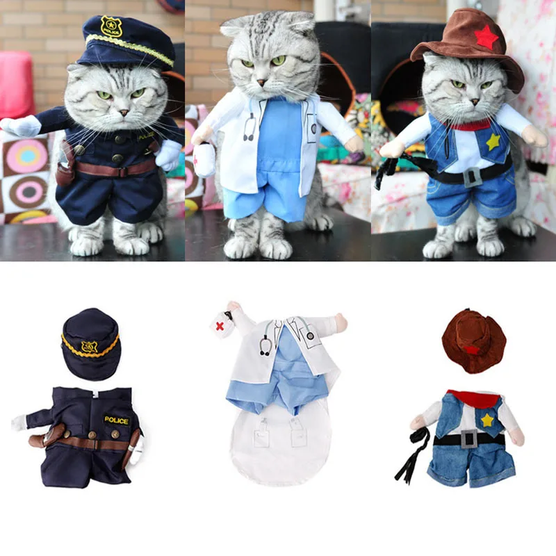 Костюм зимний костюм для кошки, собаки одежда платье одежда ДОКТОР полицейский в ковбойском стиле
