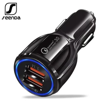 Автомобильное зарядное устройство SeenDa Quick Charge 3,0 Для huawei P30, зарядное устройство для мобильного телефона, 2 порта USB, 5 В, а, автомобильное зарядное устройство для iPhone, samsung, планшета