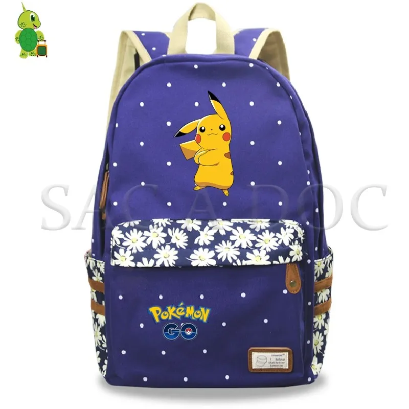 Светящийся рюкзак с покемонами для девочек, школьные сумки с цветочным рисунком и волнами, Пикачу, генгар, напечатанные рюкзаки для ноутбука, дорожные сумки, повседневный рюкзак - Цвет: 21