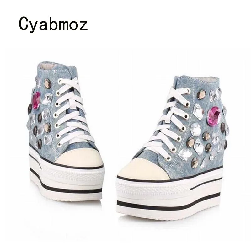 Cyabmoz/Модная женская обувь на платформе и высоком каблуке повседневная из