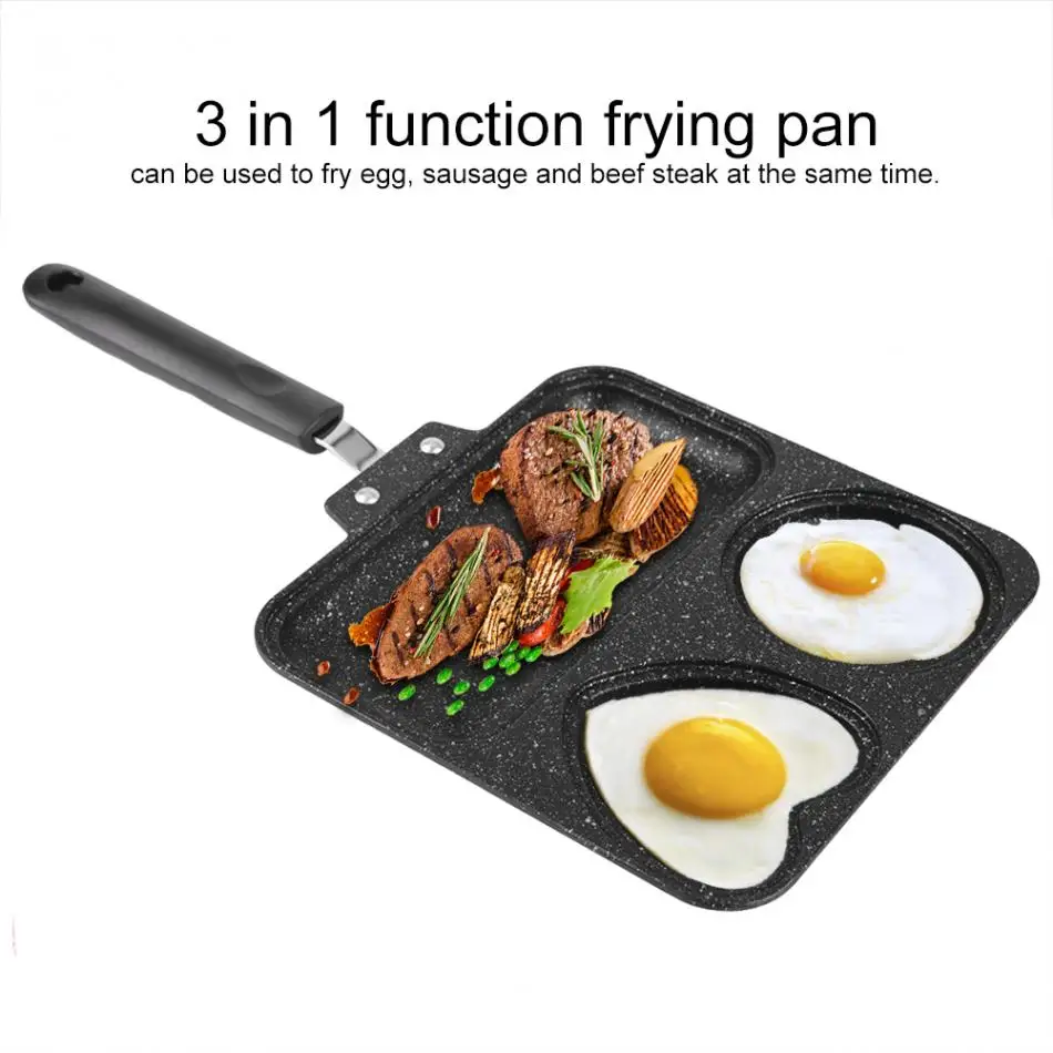 Hot 3 In 1 Non Steak Grill Pans Non-Stick Frying Pan Kitchen Fry Eggs Cooking Steak Pans