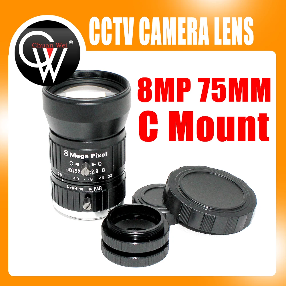 

10pcs/lot HD 75mm CCTV C Mount Lens Manual Iris Manual Focus 1:2.8 Aperture 1" Image Format Industrial Security Camera Lens