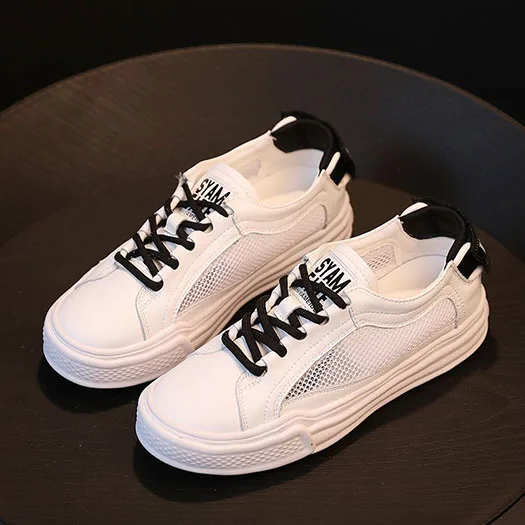 creepers platform shoes breathable trainers sneakers muffin high top harajuku thick sole quality white comfy flats mesh women - Цвет: Black 2