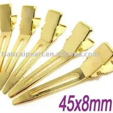 Золотым Наконечником голова плоская металлическая волос Крокодил 45x8 мм ювелирных изделий Интимные Аксессуары Фитинги Компоненты