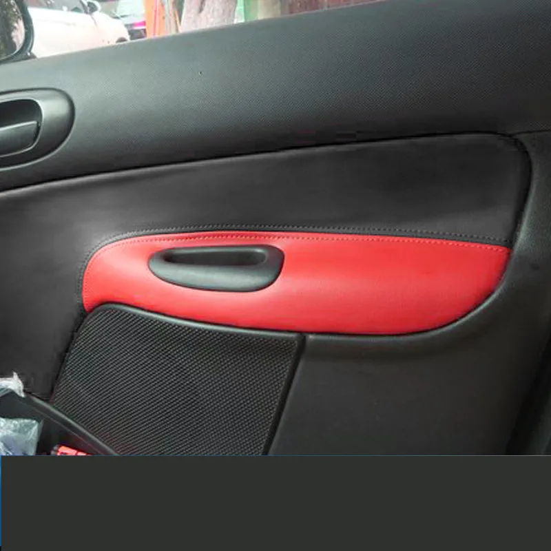 

4PCS/SET Door Plate Decorated Leather Protective Cover For Peugeot 206 207 /Citroen C2 Z2EA1026