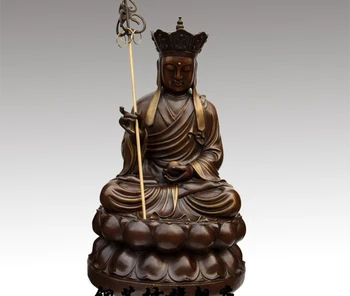 

27" China Tibet Bronze Lotus Ksitigarbha Bodhisattva Buddha Brass Statue