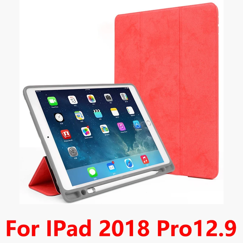 Для iPad PRO 12,9 Pro 11 чехол силиконовый мягкий чехол для задней панели с подставка для ручки ТПУ кожаный смарт-чехол для iPad PRO 10,5 чехол - Цвет: For IPad12.9 2018