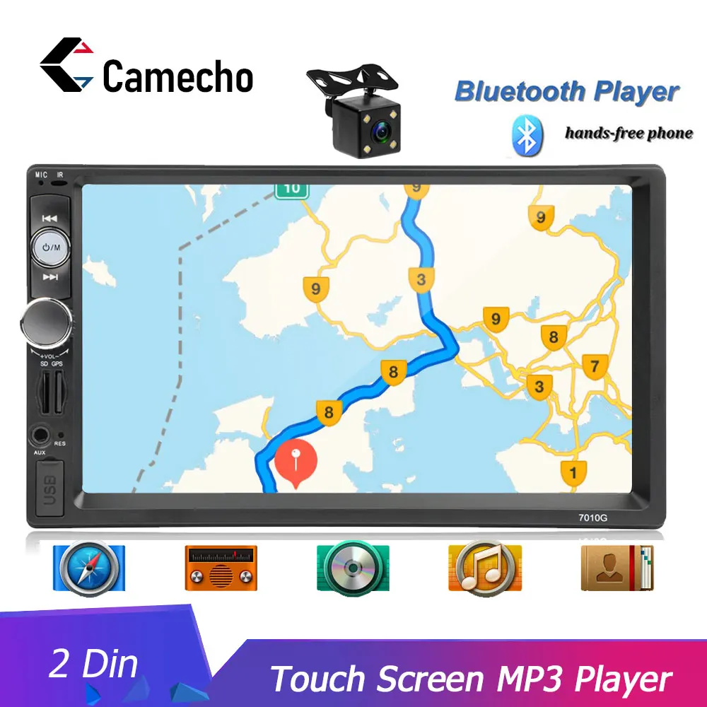 Автомагнитола Camecho 2 din 7 &quotHD Авторадио мультимедийный плеер 2DIN сенсорный экран