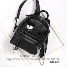 Women japan and korean style wrinkle eyes fun bag backpack women bolsas school bag chain fashion leather PU bag