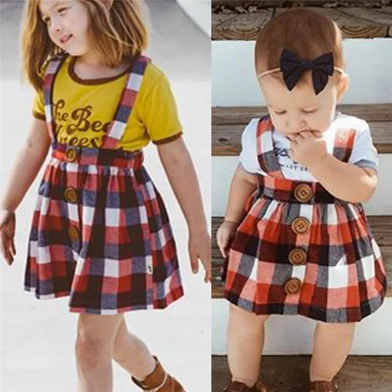 

Fashion Formal Party Pageant Kids Baby Princess Plaid Suspender Skirts For Girls Summer Children Clothes Strap School Skirt