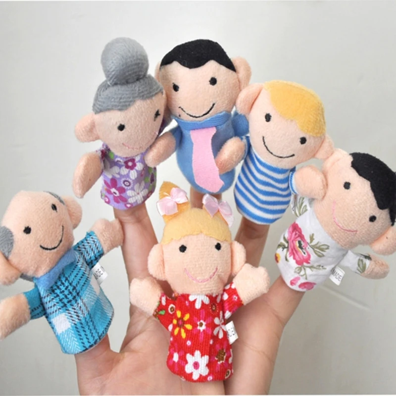 

Hot Sale 6PCS Baby Kids Plush Cloth Play Game Learn Story Family Finger Puppets Toys Set