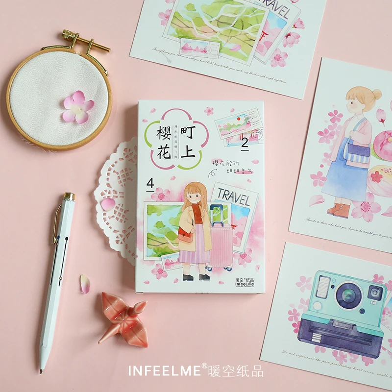 Infeel.me Sakura cho открытка-закладка поздравительная открытка бумага для письма 1 лот =