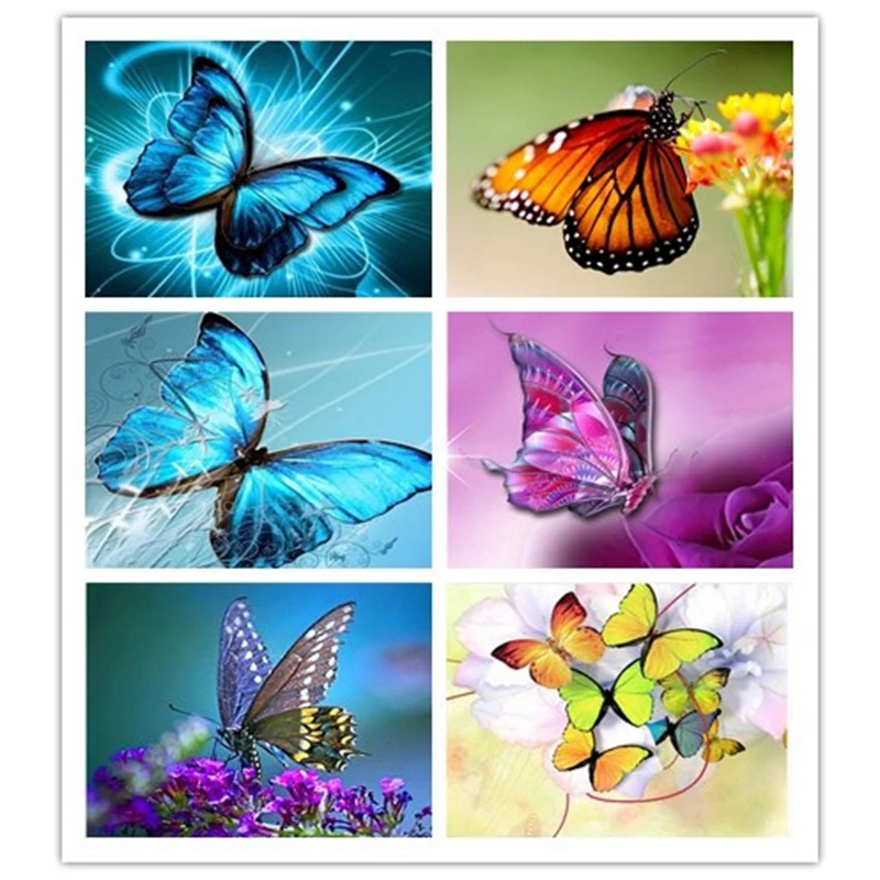 

DIY Diamond Painting Butterfly Flowers Cross Stitch Kits Full Diamond Mosaic Crystal Diamond Embroidery Patterns Rhinestones JK