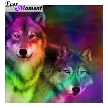 

Ever Moment Diamond Painting Colorful Wolves Handmade Picture Of Rhinestone Decoration For Home Diamond Embroidery Full 3F575