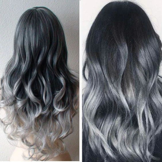 New Women Hair Extensions Black Grey High Tempreture Natural