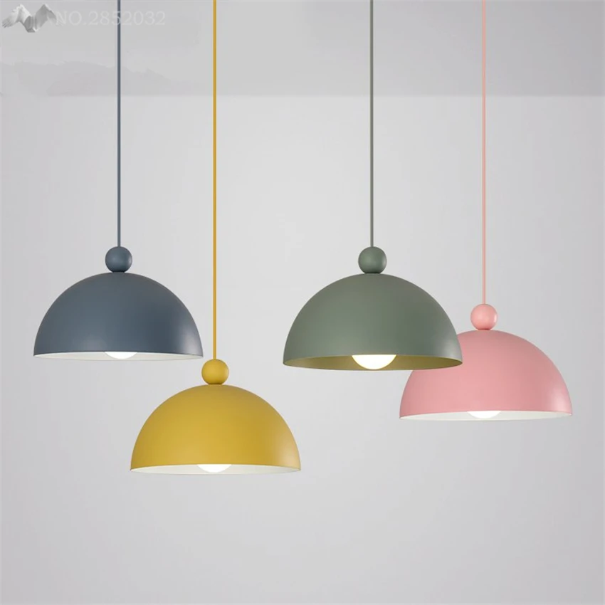 

Nordic Minimalist Macarons Semicircle iron pendant lights color hanging lamp for living room bedroom home kitchen lighting decor