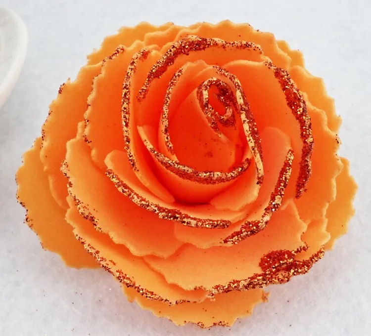 2015 New 50pcslot 7cm Gold Powder Foam Rose Heads Real Touch DIY Wedding Table Centerpieces New Kissing Balls For Weddings (4)