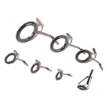7 pcs Vintage Oval Fishing Tips Rod Guides Ring Stainless Pole Repair Kit