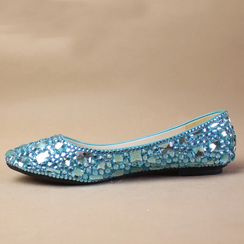 Nice Sky Blue Crystal Lady S Formal Shoes Jeweled Beaded Flat Heel Nice Sky Blue Crystal Lady S Formal Shoes Jeweled Beaded Flat Heel Bridal Evening Prom Party Wedding Dresses Bridesmaid In Women Flats From On