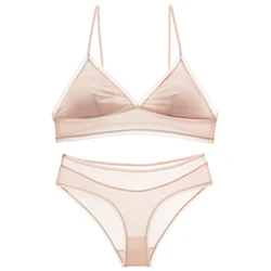 shaonvmeiwu Winter tripod bra set with no underwire female student thin bra with pink bra pad shaonvmeiwu Winter tripod bra set with no underwire female student thin bra with pink bra pad