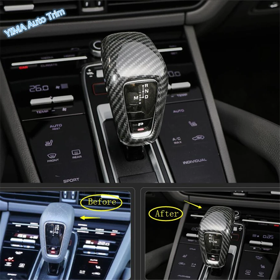 

Lapetus Car Styling Transmission Shift Gear Head Knob Cover Trim Fit For Porsche Cayenne 2018 2019 Red Matte Carbon Fiber ABS