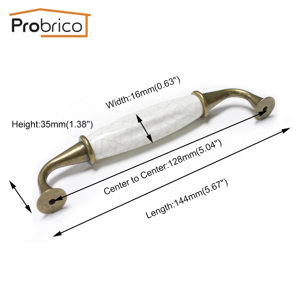 Probrico 10 PCS Porcelain Furniture Cabinet Handles PD6289ANB128 Antique Bronze Ceramic 128mm Vintage Kitchen Drawer Knob Probrico 10 PCS Porcelain Furniture Cabinet Handles PD6289ANB128 Antique Bronze Ceramic 128mm Vintage Kitchen Drawer Knob