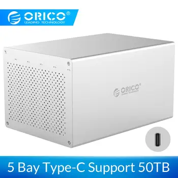

ORICO 5 Bay 3.5 inch HDD Enclosure SATA to USB3.1 Type-c HDD Case 5Gbps High Speed Data Transmission for Mac/Win/Linux